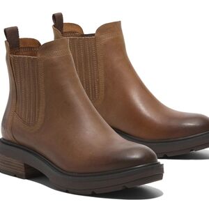 QVC Tan Leather Ankle Boots